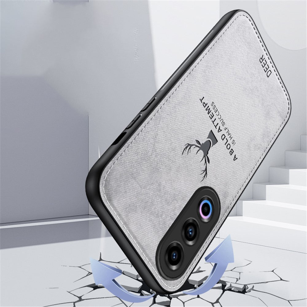 For Oppo K12 Shockproof Case Deer Pattern Leather+PC+TPU Protective Back Cover - Grey