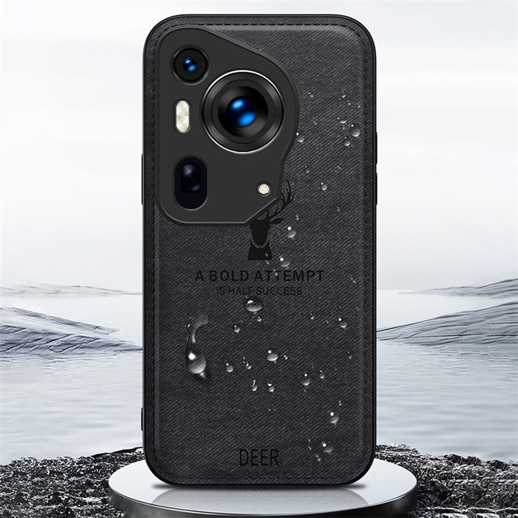 For Huawei Pura 70 Ultra Case Deer Pattern PU Leather Coated PC+TPU Hybrid Phone Cover - Grey