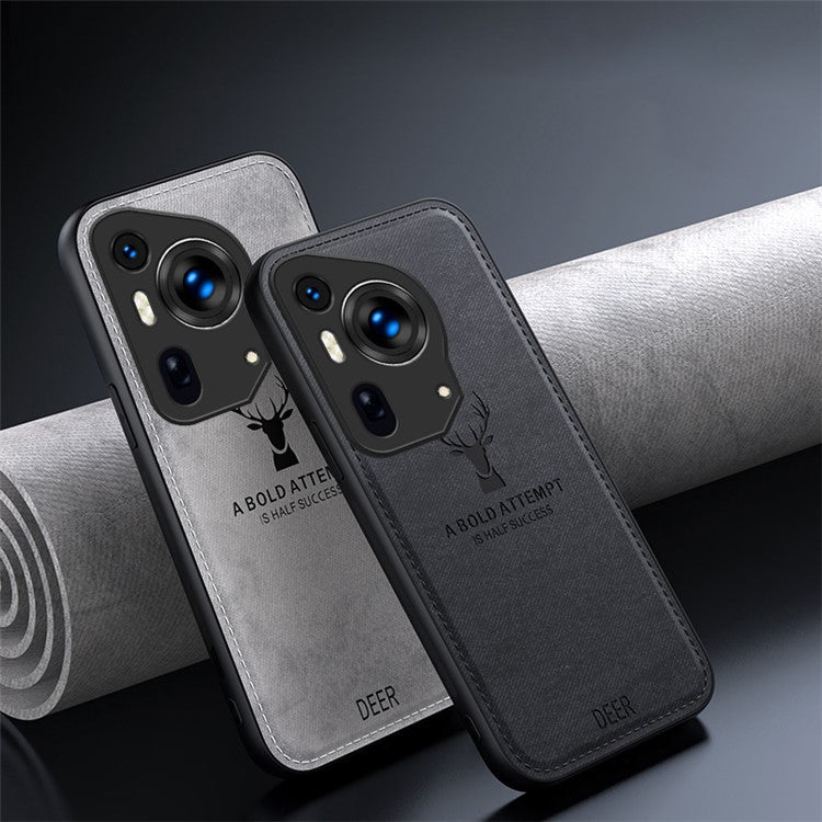 For Huawei Pura 70 Ultra Case Deer Pattern PU Leather Coated PC+TPU Hybrid Phone Cover - Grey