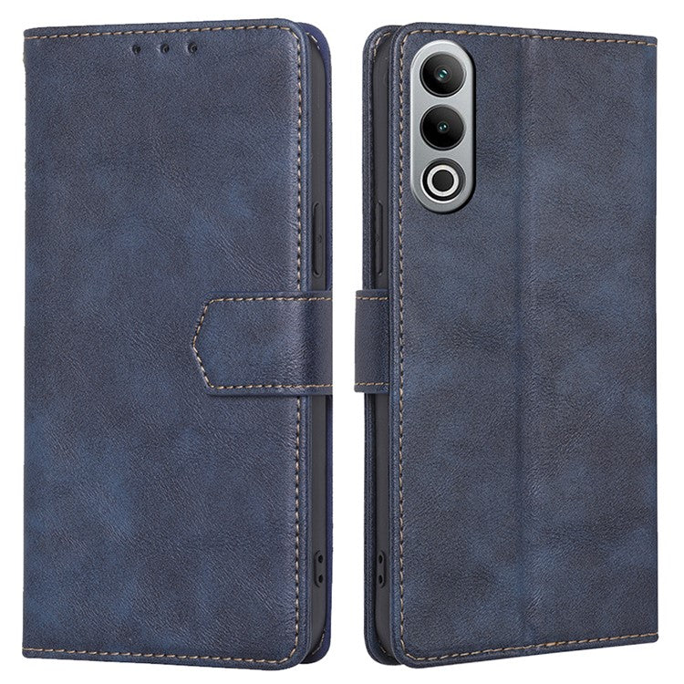 For OnePlus Nord CE4 5G Case RFID Blocking Leather Cover Cowhide Texture Phone Shell - Blue