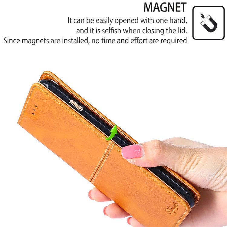 For OnePlus Nord CE4 5G Case Cowhide Texture PU Leather Magnetic Auto Closed Phone Cover - Light Brown