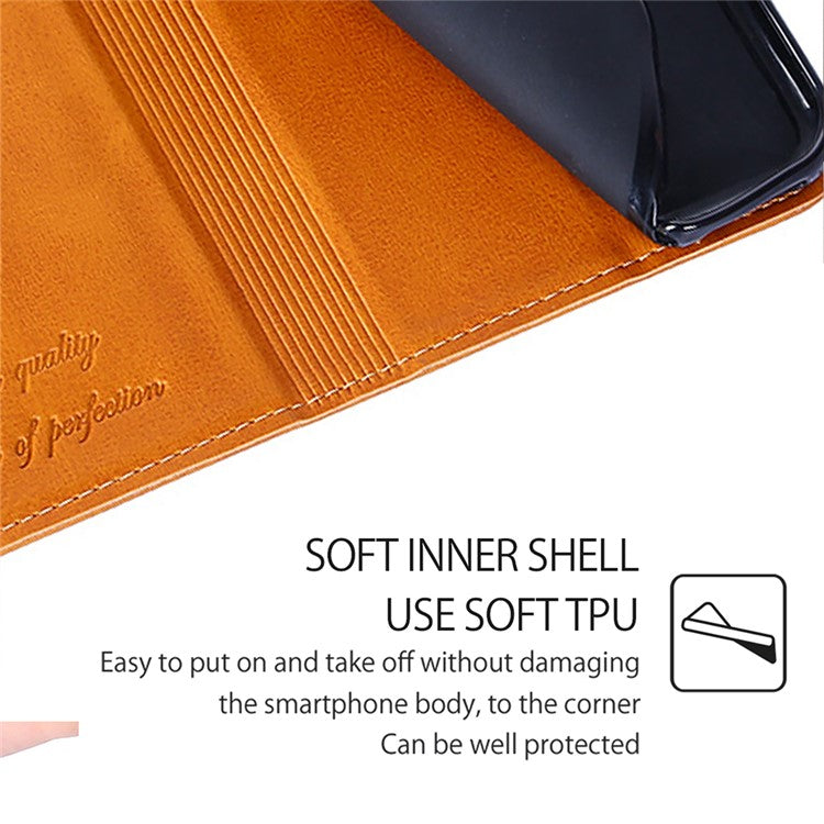 For OnePlus Nord CE4 5G Case Cowhide Texture PU Leather Magnetic Auto Closed Phone Cover - Light Brown