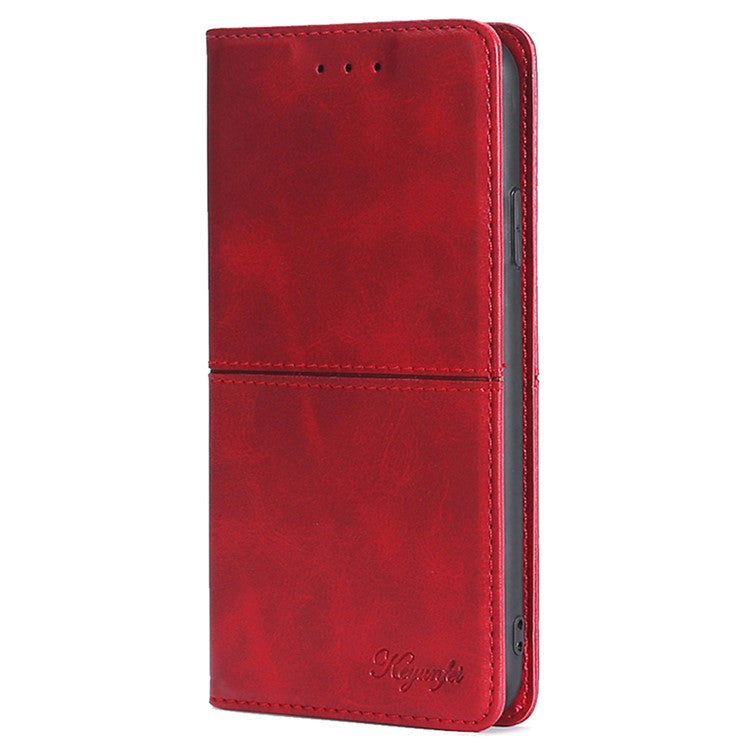 For OnePlus Nord CE4 5G Case Cowhide Texture PU Leather Magnetic Auto Closed Phone Cover - Red
