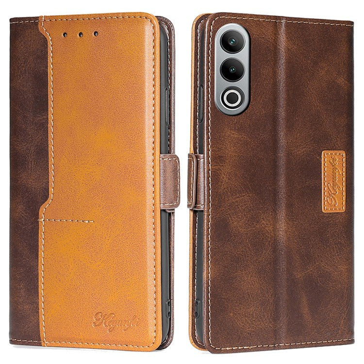 For OnePlus Nord CE4 5G Wholesale Phone Cases Color Splicing Leather Wallet Cover - Dark Brown+Gold