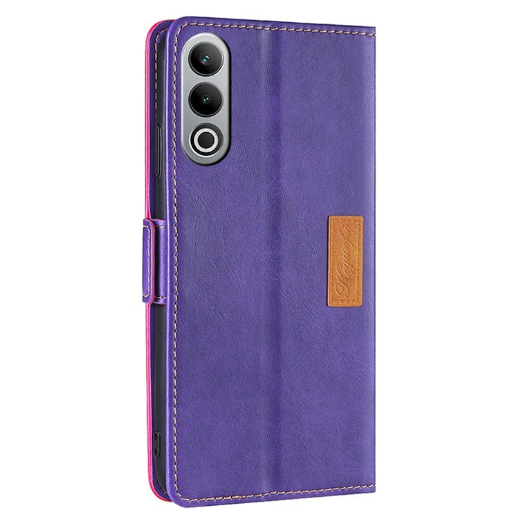 For OnePlus Nord CE4 5G Wholesale Phone Cases Color Splicing Leather Wallet Cover - Rose+Purple