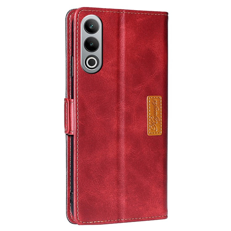 For OnePlus Nord CE4 5G Wholesale Phone Cases Color Splicing Leather Wallet Cover - Black+Red