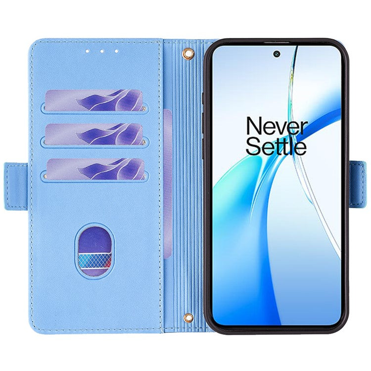 For OnePlus Nord CE4 5G Wallet Case RFID Blocking Card Holder Phone Cover with 2 Straps - Blue