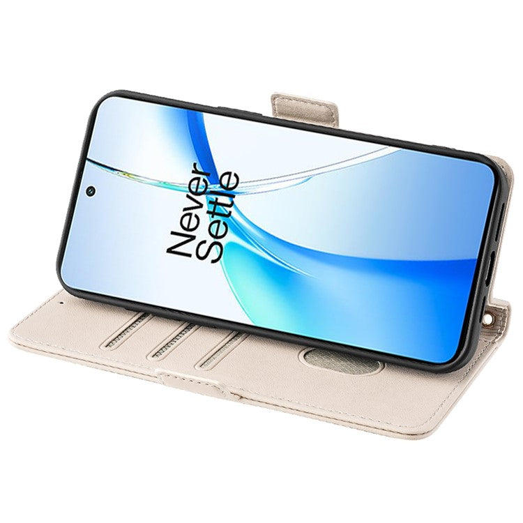 For OnePlus Nord CE4 5G Wallet Case RFID Blocking Card Holder Phone Cover with 2 Straps - White