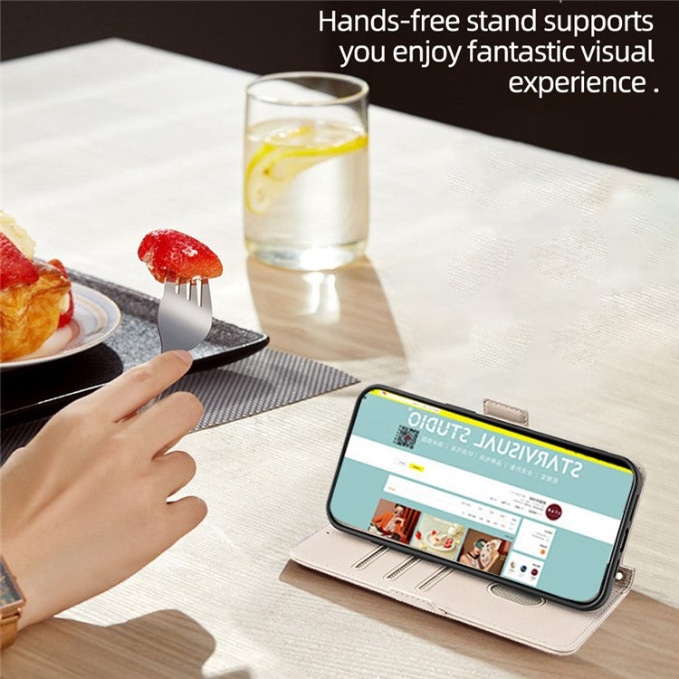 For OnePlus Nord CE4 5G Wallet Case RFID Blocking Card Holder Phone Cover with 2 Straps - White