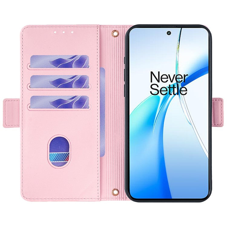 For OnePlus Nord CE4 5G Wallet Case RFID Blocking Card Holder Phone Cover with 2 Straps - Pink