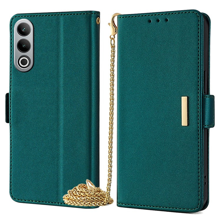 For OnePlus Nord CE4 5G Wallet Case RFID Blocking Card Holder Phone Cover with 2 Straps - Green