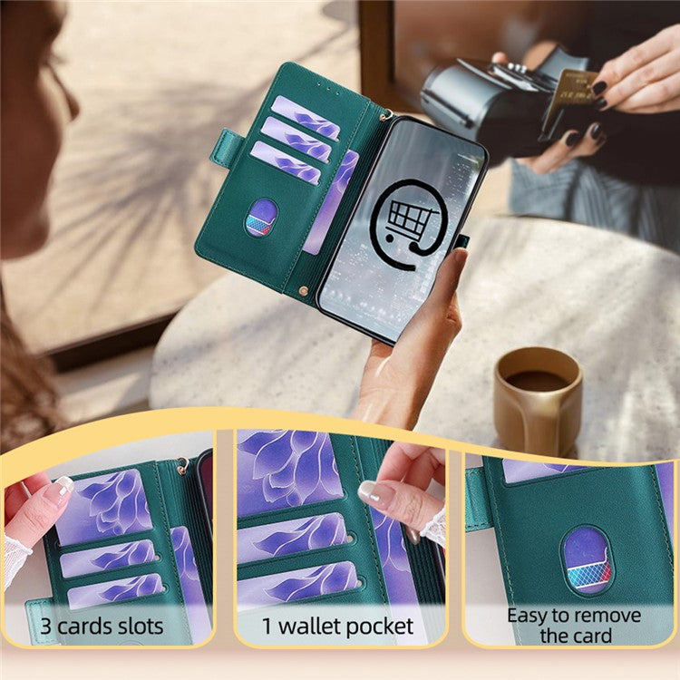 For OnePlus Nord CE4 5G Wallet Case RFID Blocking Card Holder Phone Cover with 2 Straps - Green