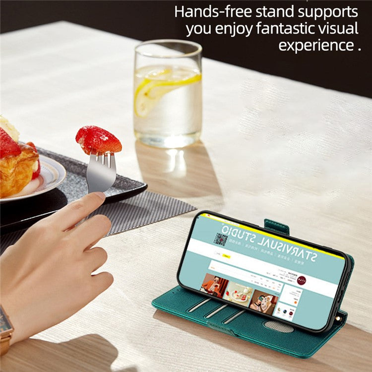 For OnePlus Nord CE4 5G Wallet Case RFID Blocking Card Holder Phone Cover with 2 Straps - Green