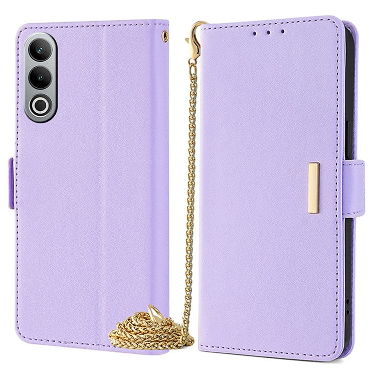 For OnePlus Nord CE4 5G Wallet Case RFID Blocking Card Holder Phone Cover with 2 Straps - Purple