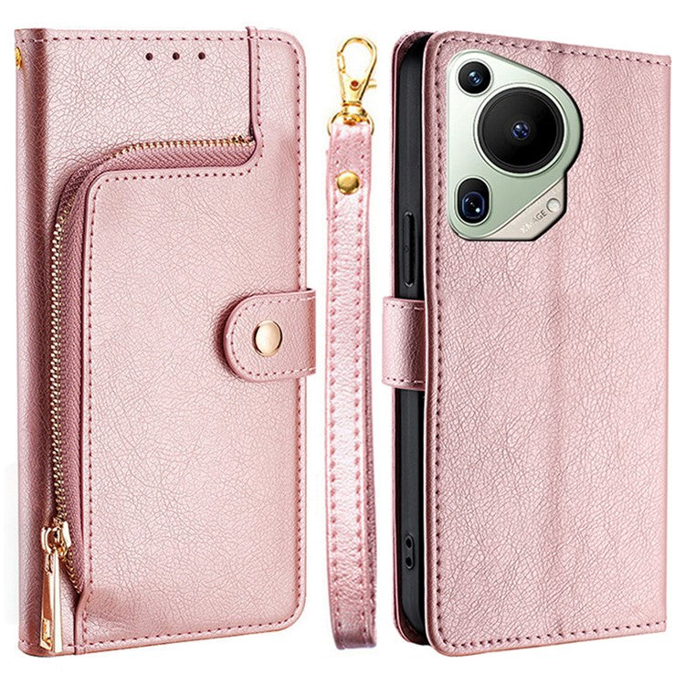 For Huawei Pura 70 Ultra Leather Case Phone Wallet Bag Mobile Accessories Wholesale - Rose Gold