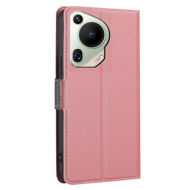 For Huawei Pura 70 Ultra Phone Ultra Case Anti-Scratch Twill Texture Leather Folio Flip Cover - Pink