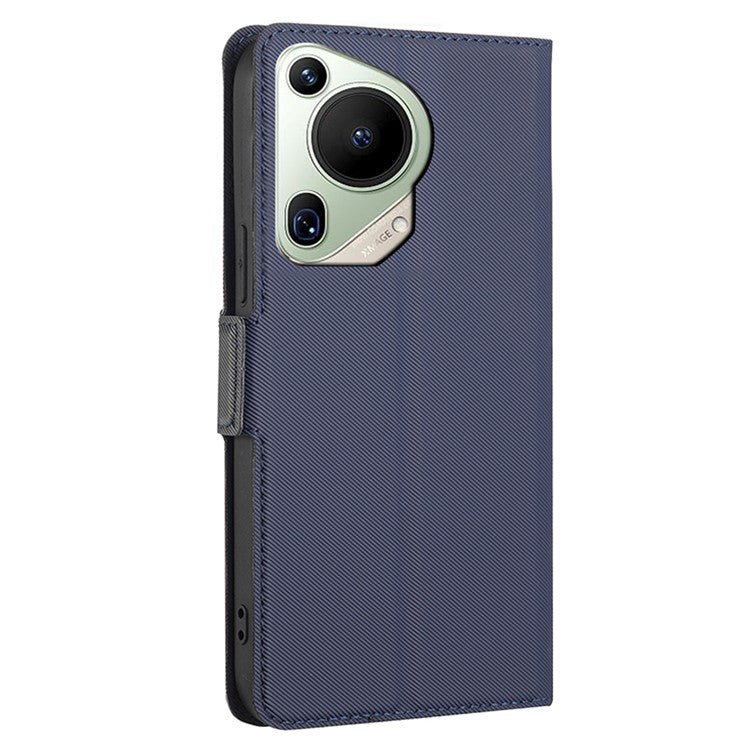 For Huawei Pura 70 Ultra Phone Ultra Case Anti-Scratch Twill Texture Leather Folio Flip Cover - Blue