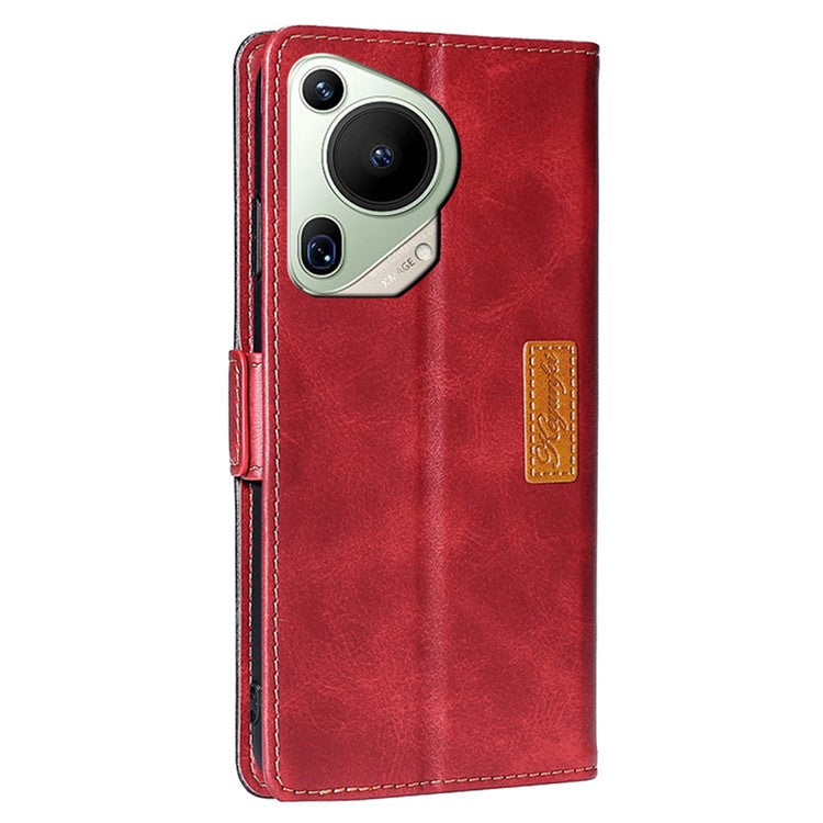 For Huawei Pura 70 Ultra Dual Color Splicing Case Leather Wallet Phone Cover - Black+Red