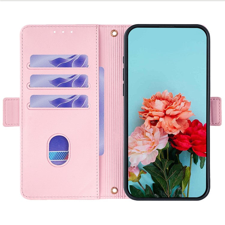 For Huawei Pura 70 Ultra Case Card Slots PU Leather Phone Cover with Straps - Pink