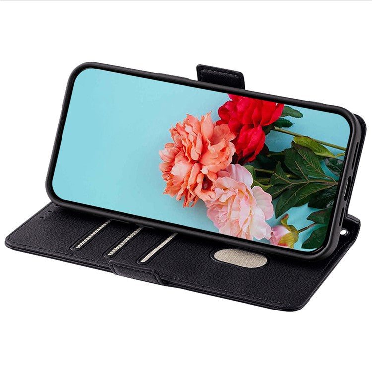 For Huawei Pura 70 Ultra Case Card Slots PU Leather Phone Cover with Straps - Black