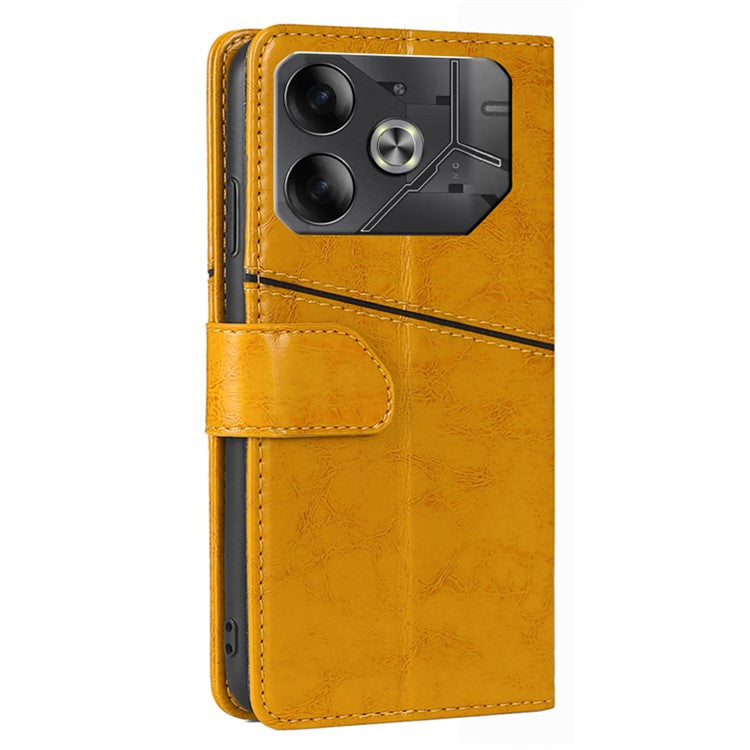 For TECNO Pova 6 5G Wallet Case Geometric Splicing Leather Stand Phone Cover - Yellow