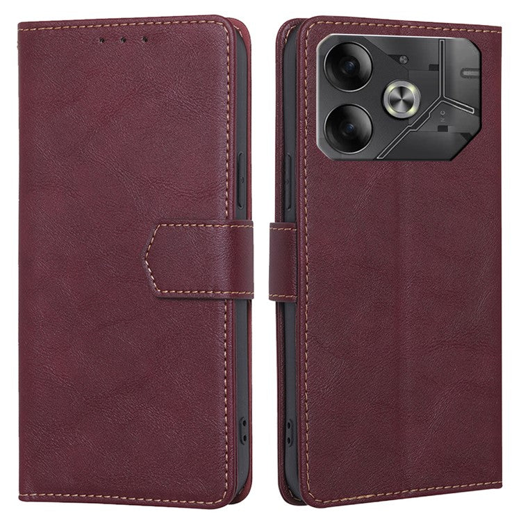 For TECNO Pova 6 5G Wallet Case RFID Blocking Leather Flip Phone Cases - Wine Red