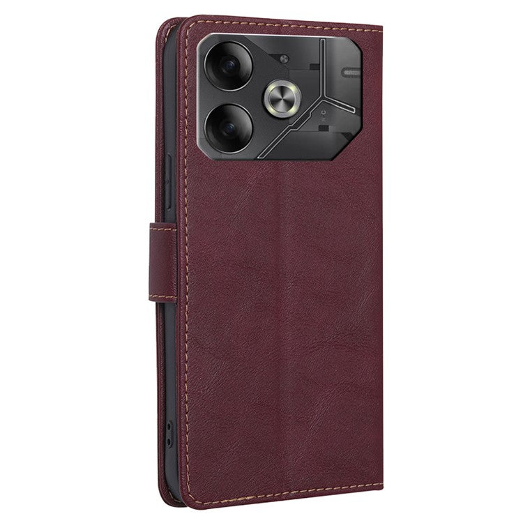 For TECNO Pova 6 5G Wallet Case RFID Blocking Leather Flip Phone Cases - Wine Red