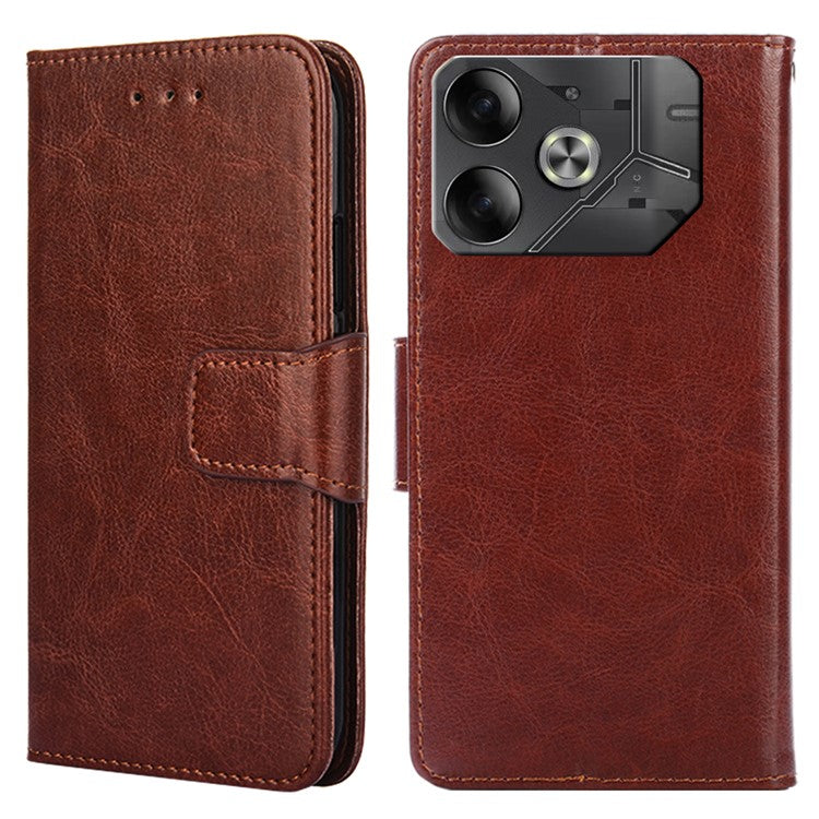 For TECNO Pova 6 5G Scratch Resistant Stand Cover Leather Wallet Phone Accessories Distributors - Brown