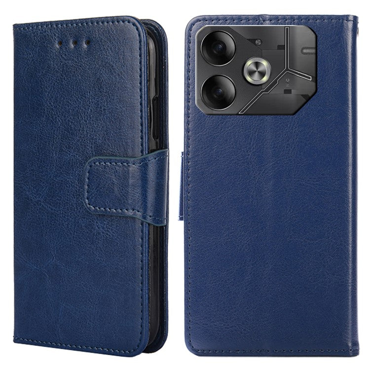 For TECNO Pova 6 5G Scratch Resistant Stand Cover Leather Wallet Phone Accessories Distributors - Sapphire