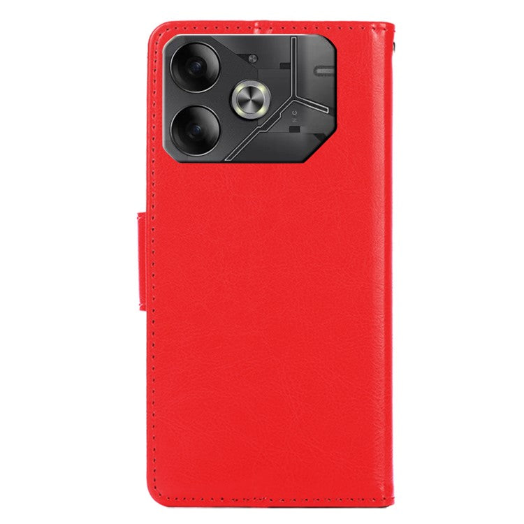 For TECNO Pova 6 5G Scratch Resistant Stand Cover Leather Wallet Phone Accessories Distributors - Red