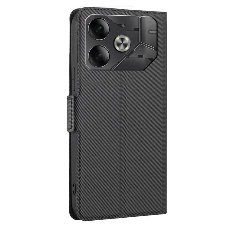 For TECNO Pova 6 5G Bump Proof Case Card Holder Twill Texture Leather Phone Cover - Black