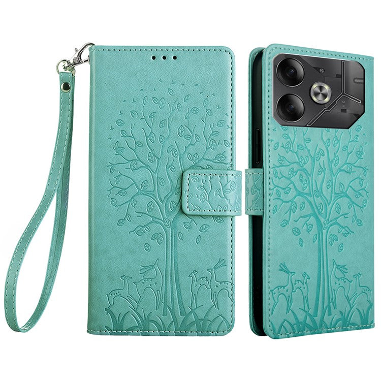 For TECNO Pova 6 5G Magnetic Phone Case Wallet Leather Flower Cover Wholesale Supplier - Green