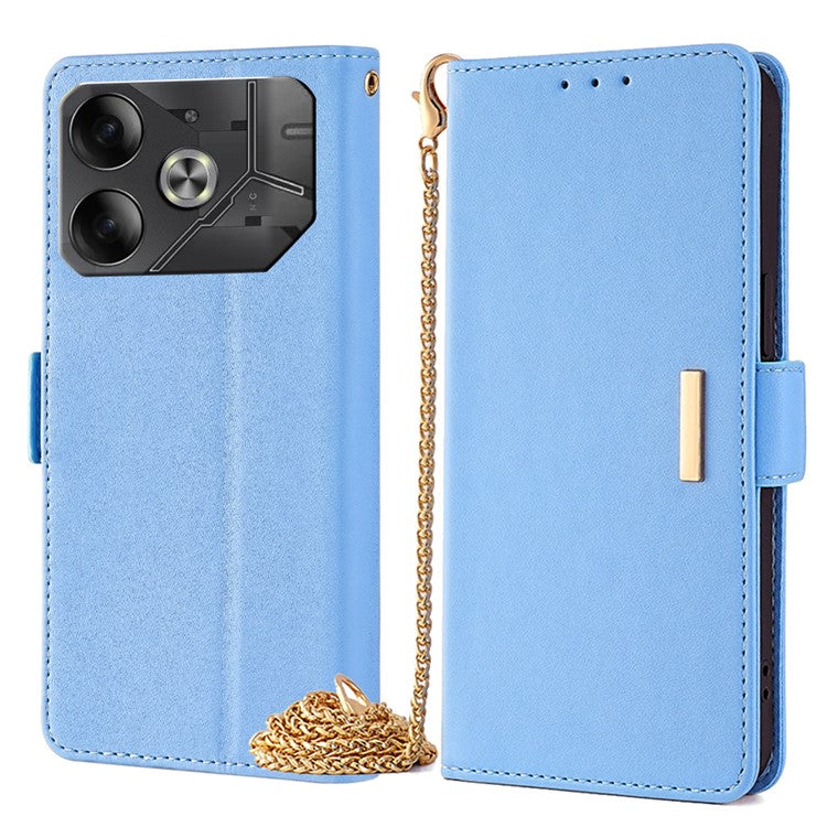 For TECNO Pova 6 5G Crossbody Wallet Case PU Leather Purse Card Slots Flip Phone Cover - Blue
