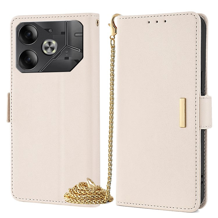 For TECNO Pova 6 5G Crossbody Wallet Case PU Leather Purse Card Slots Flip Phone Cover - White