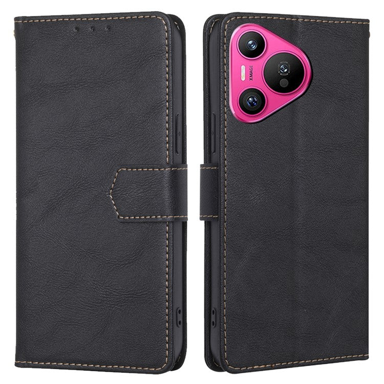 For Huawei Pura 70 Case Magnetic Leather RFID Blocking Wallet Phone Cover - Black