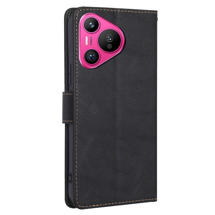 For Huawei Pura 70 Case Magnetic Leather RFID Blocking Wallet Phone Cover - Black