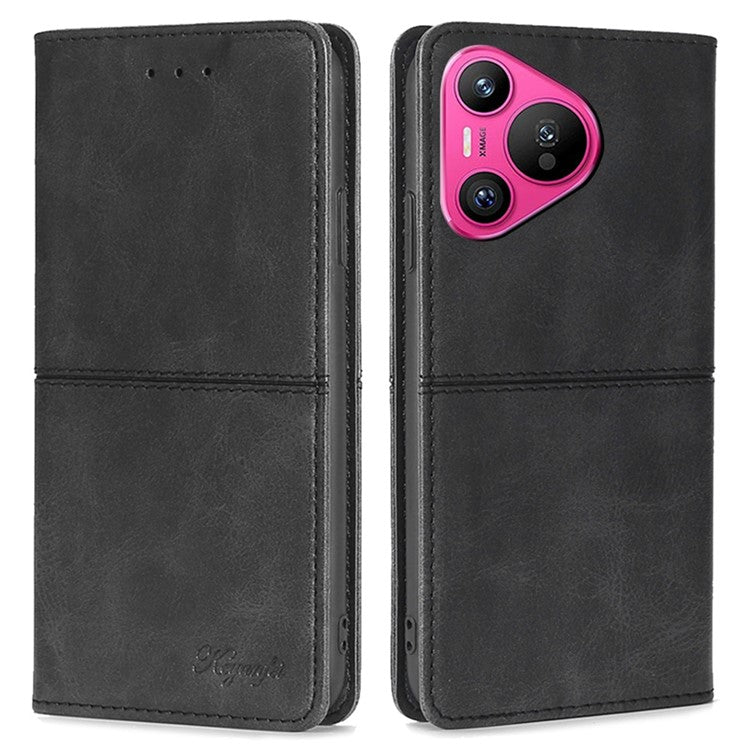 For Huawei Pura 70 Case PU Leather Magnetic Closure Drop Resistance Phone Cover - Black