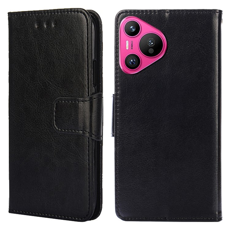 For Huawei Pura 70 Case Wallet PU Leather + TPU Folding Stand Phone Cover  - Black