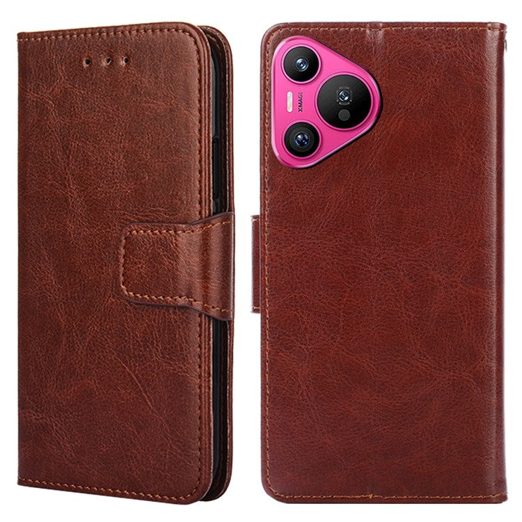 For Huawei Pura 70 Case Wallet PU Leather + TPU Folding Stand Phone Cover  - Brown