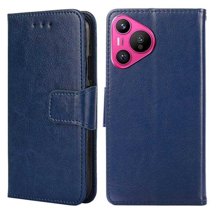 For Huawei Pura 70 Case Wallet PU Leather + TPU Folding Stand Phone Cover  - Sapphire