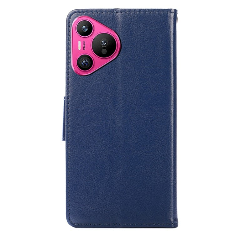 For Huawei Pura 70 Case Wallet PU Leather + TPU Folding Stand Phone Cover  - Sapphire