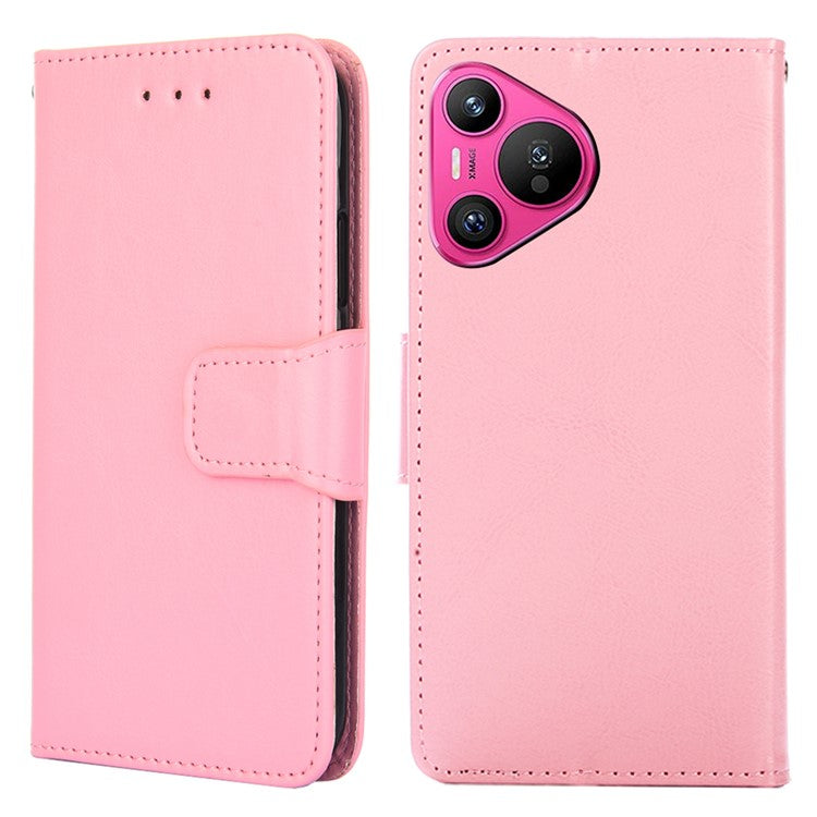 For Huawei Pura 70 Case Wallet PU Leather + TPU Folding Stand Phone Cover  - Pink