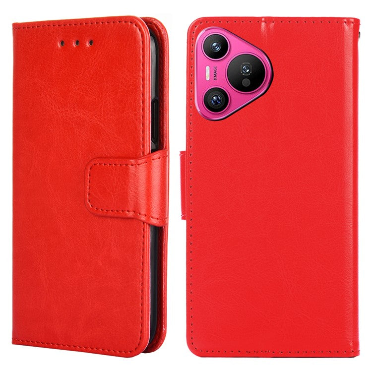 For Huawei Pura 70 Case Wallet PU Leather + TPU Folding Stand Phone Cover  - Red