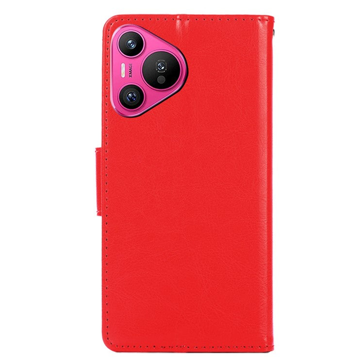 For Huawei Pura 70 Case Wallet PU Leather + TPU Folding Stand Phone Cover  - Red