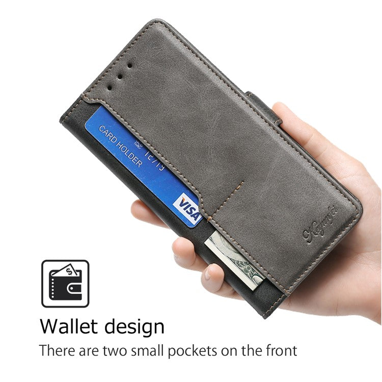 For Huawei Pura 70 Wholesale Phone Case PU Leather Wallet Dual Color Splicing Case Phone Cover - Black+Grey