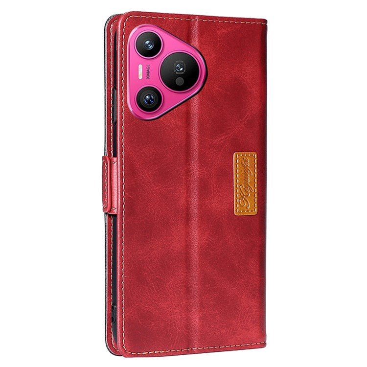 For Huawei Pura 70 Wholesale Phone Case PU Leather Wallet Dual Color Splicing Case Phone Cover - Red+Black