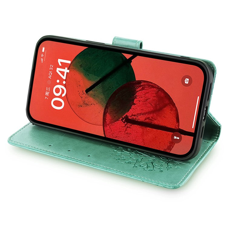 For Huawei Pura 70 Case PU Leather Wallet Phone Cover Tree Deer Imprinted - Green