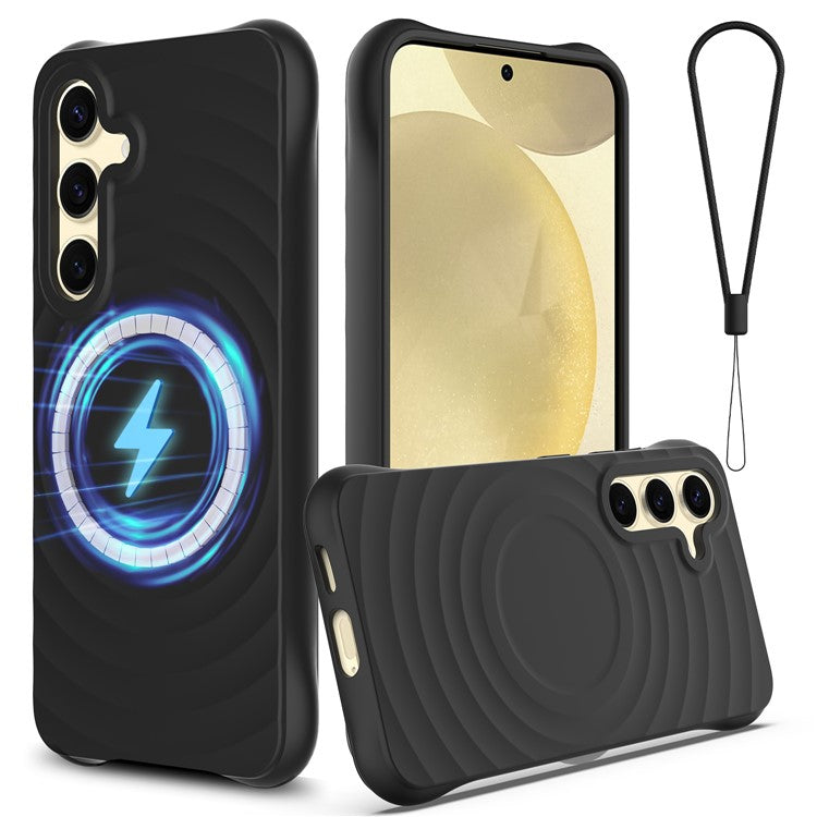 For Samsung Galaxy S24+ Magnetic Case Compatible with MagSafe Liquid Silicone Phone Cover - Black