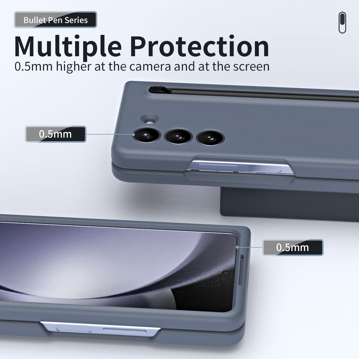 For Galaxy Z Fold6 5G Case Skin-Touch Hard PC Phone Cover with Tempered Glass Film and Stylus - Dark Grey