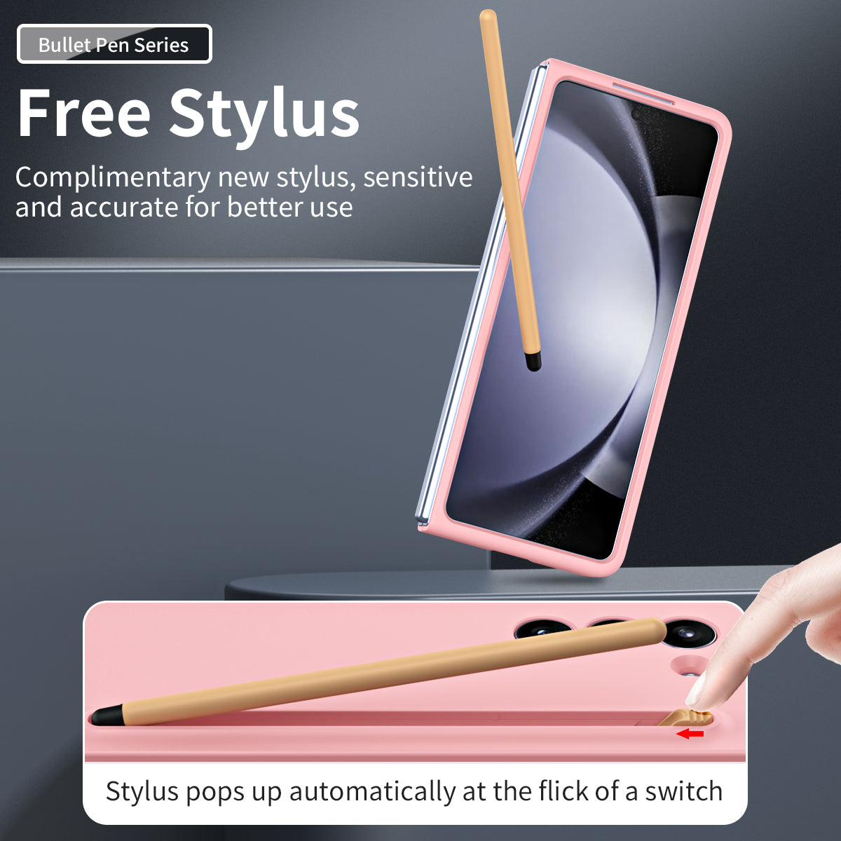 For Galaxy Z Fold6 5G Case Skin-Touch Hard PC Phone Cover with Tempered Glass Film and Stylus - Pink